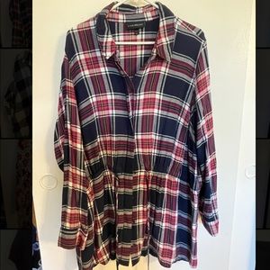 Long Sleeve, Button Down Lightweight Flannel Blouse